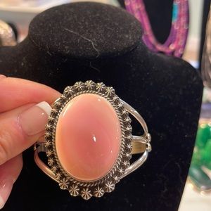 Native pink conch cuff 6.25-6.5”, signed (R)